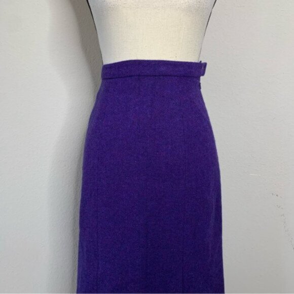 Avoca Collection Purple Vintage High Waist Midi A-Line Skirt - Picture 3 of 12